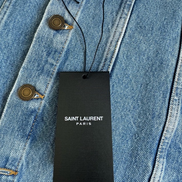 Saint Laurent Denim Mini Dress in Pasadena Blue Color - Picture 11 of 13